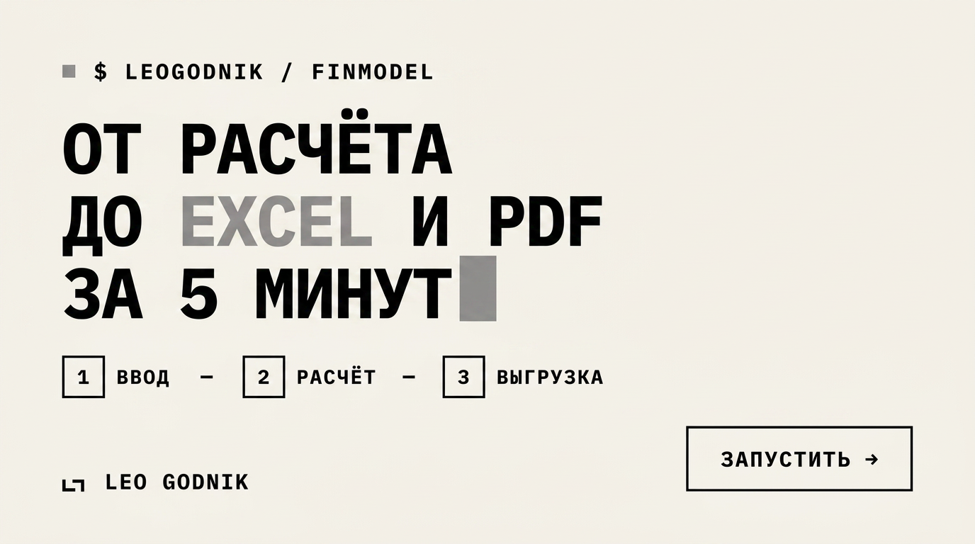 Leo Godnik Finmodel — финмодель онлайн, бесплатно